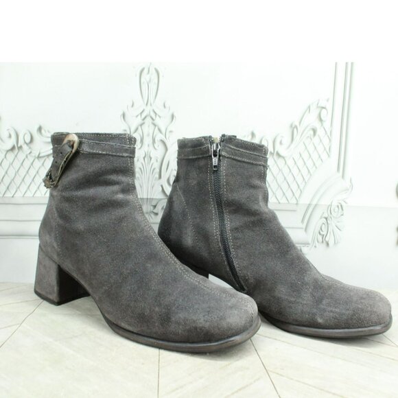 *Geier Wally Gray Suede Side Zip Casual Heeled Ankle Boots Size 11 Inches - Picture 2 of 9